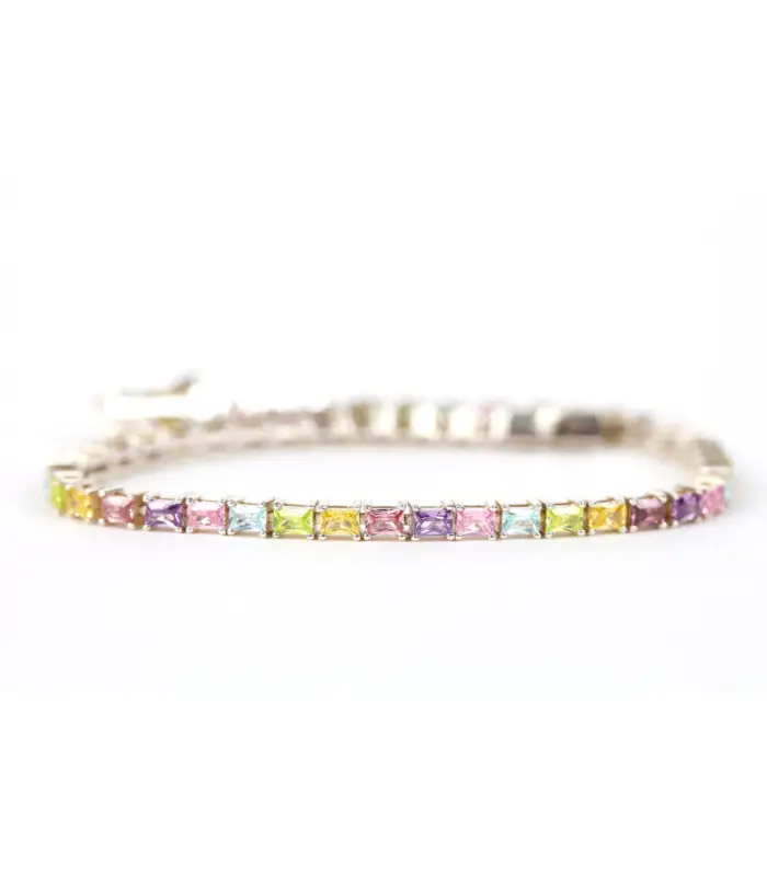 Tennis Bracelet with Colorful Stones